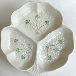 Belleek 3 Part Divided Shamrock Dish - 150 year ed